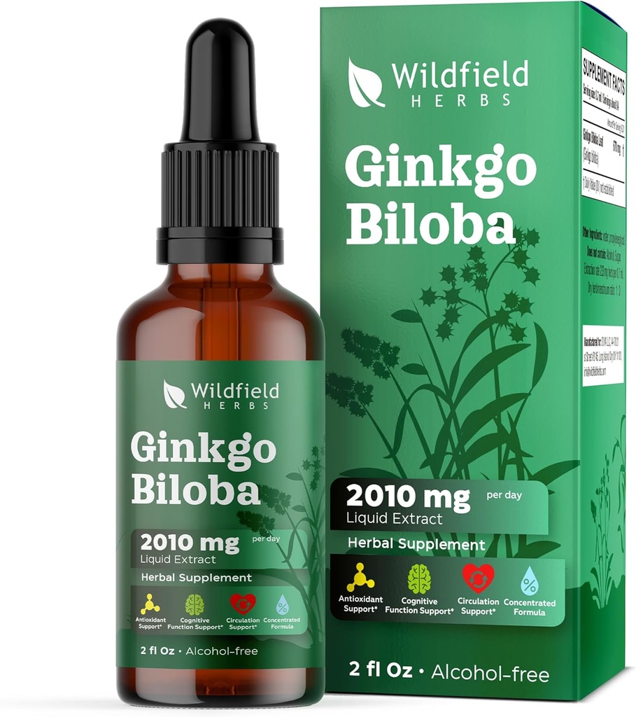 ג'ינקגו בילובה פלט טיפות נוזל 2000 מ"ג (Ginkgo biloba L) Herbal תוסף Absorbs טוב יותר מאשר קפסולות, 1 חודש אספקה, 84 משרתים, אלכוהול חינם Tincture - 2 עוץ, Pack של 1 1 1 1