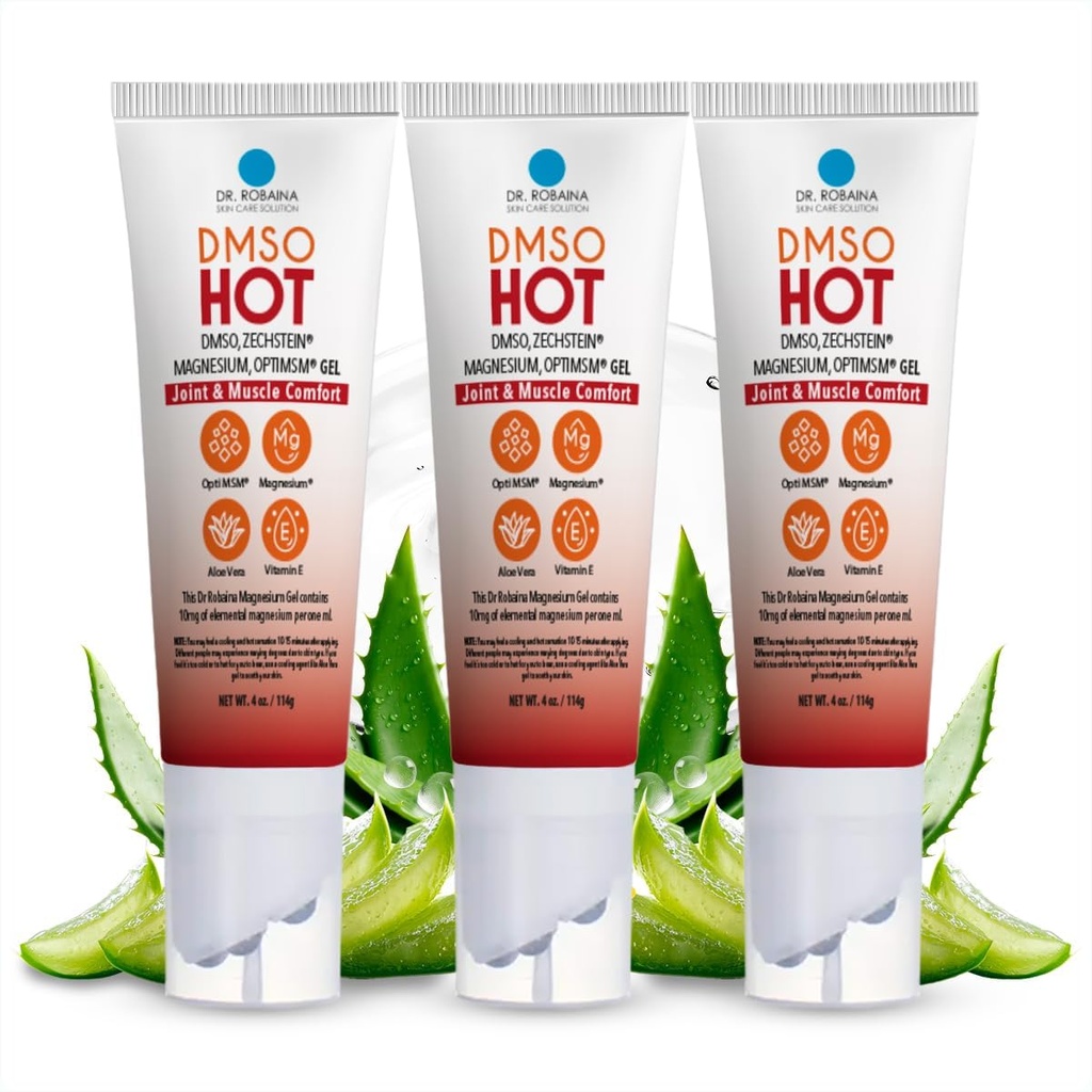 ד"ר Robaina DMSO HOT Roll-On - 99.9% Pure פרמצבטית טהורה | Multi-Ball Applicator for Targeted Heat | Zechstein Magnesium, MSM, Arnica, Aloe Vera, ויטמין E - 4 oz | Made in USA
