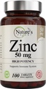 תוספת של 50 מ"ג - Immune Support System from Natural Zinc (Oxide/Citrate) 100 טבליות, המבוצעת על ידי Nature's Potent.