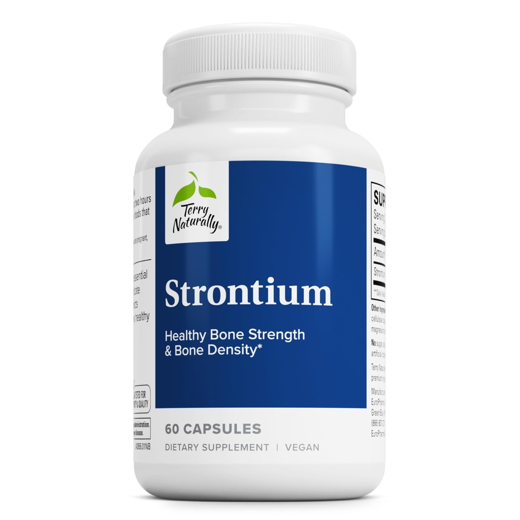 טרי באופן טבעי Strontium - עצם בריאות וכוח תמיכה - תוספת עם קפסולות טבעוניות - תוספת בריאות עם Strontium Citrate for Superior Absorption - 60 קפסולות