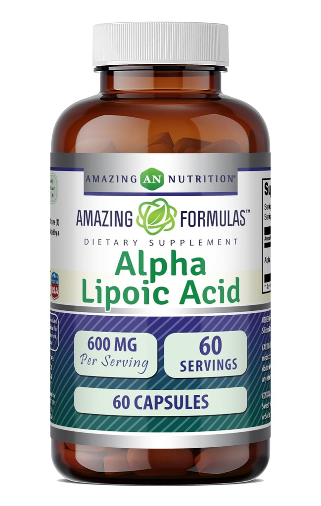 פורמולות מדהימות Alpha Lipoic Acid | 600 Mg Per Serve תוסף | קפסולות | Non-GMO | Gluten Free | Made in USA (1 Pack | 60 Count)