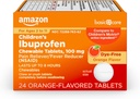 טבליות Ibuprofen Chewable של ילדים, כאב Reliever ו Fever מקטין, כתום פלאמור, ימי 2-11, נמשך עד 8 שעות, 100 מ"ג, 24 Count