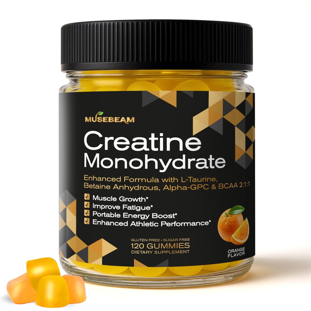 Creatine Monohydrate 5000 מ"ג חניכיים - עם L-Taurine Betaine Betaine Anhydrous Alpha-GPC BCAA 2:1 - סוכר ללא גלוטן חינם חינם לגברים