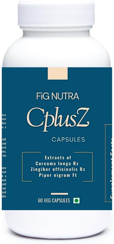 FiG Nutra's CPlusZ: High Potency Curcumin with Black Pepper & הג'ינג'ר Extracted Formula for Joint & Metabolic and Antioxidant Support - 60 Veg Caps