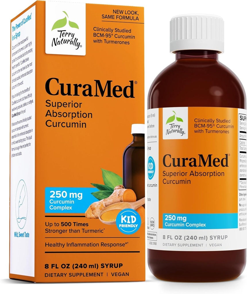 טרי קורס באופן טבעי סירופ - Brain & Immune Health Support תוסף - Curcumin Absorption Formula with Turmeric Essential Oil - Gluten-Free & Vegan תוסף - 8 fl oz