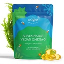 Calgee Vegan אומגה 3450 מ"ג DHA & EPA Fatty Acids - Sustainable Algae Oil - Plant- Based Fish שמן אלטרנטיבי - Carrageenan-Free Softgels (60 Ct)