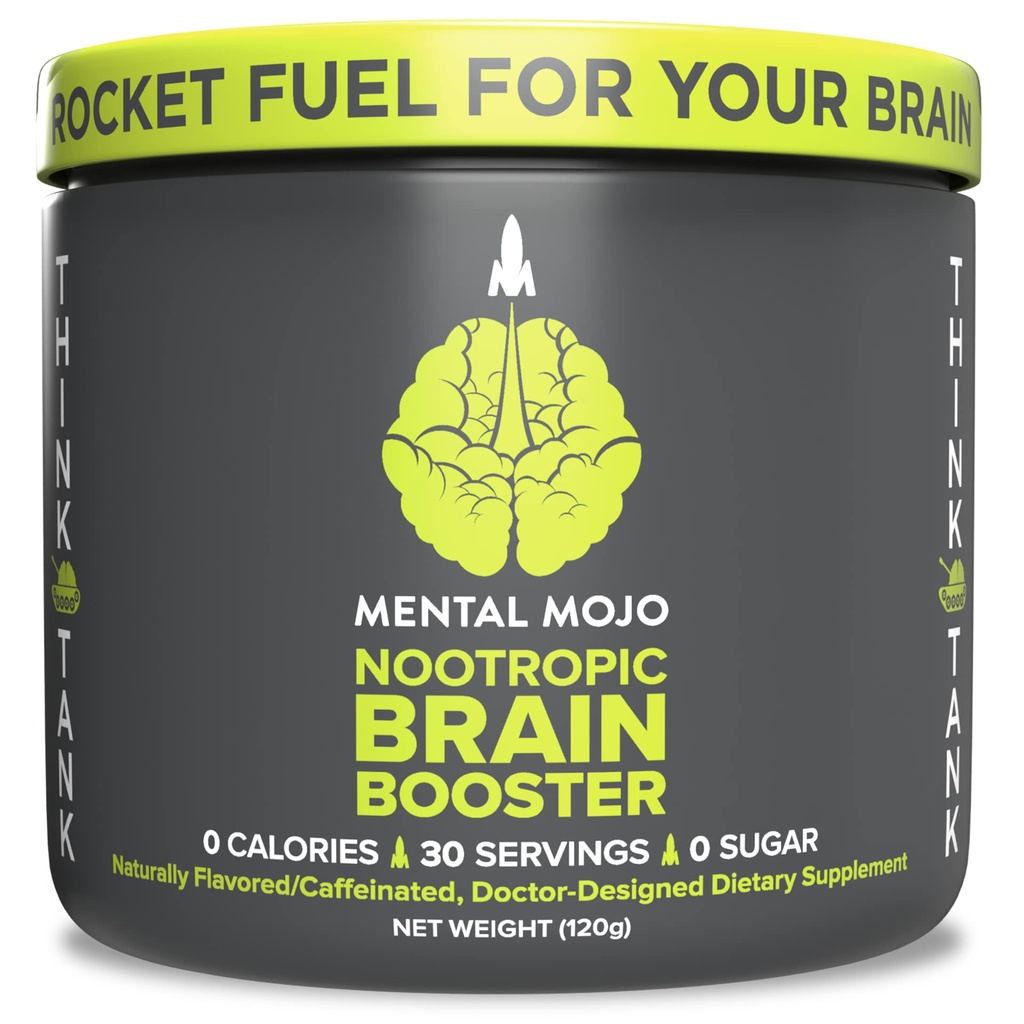 Nootropic Brain Booster (30 משרתים) Nootropic Drink & Brain תוסף - תמיכה באנרגיה, פוקוס וזיכרון - Zero Calories, Sugar Free - קיווי סטרברי