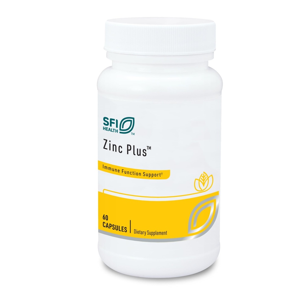 Klaire Labs SFI Health Zinc Plus Immune Support Supplement - Zinc Citrate with Copper, ויטמין B6 & ויטמין C - Hypoallergenic (60 קפסולות)