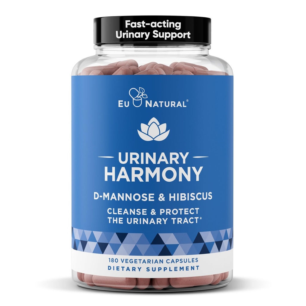 Urinary Harmony D-Mannose תוסף - Urinary Tract Health for Women - ניקוי ו Flushes the Urinary System - מערכת כוח קליני פוטנט פורמולה עם DMannose ו Hibiscus - 180 קפסולות מהירה Acting קפסולות