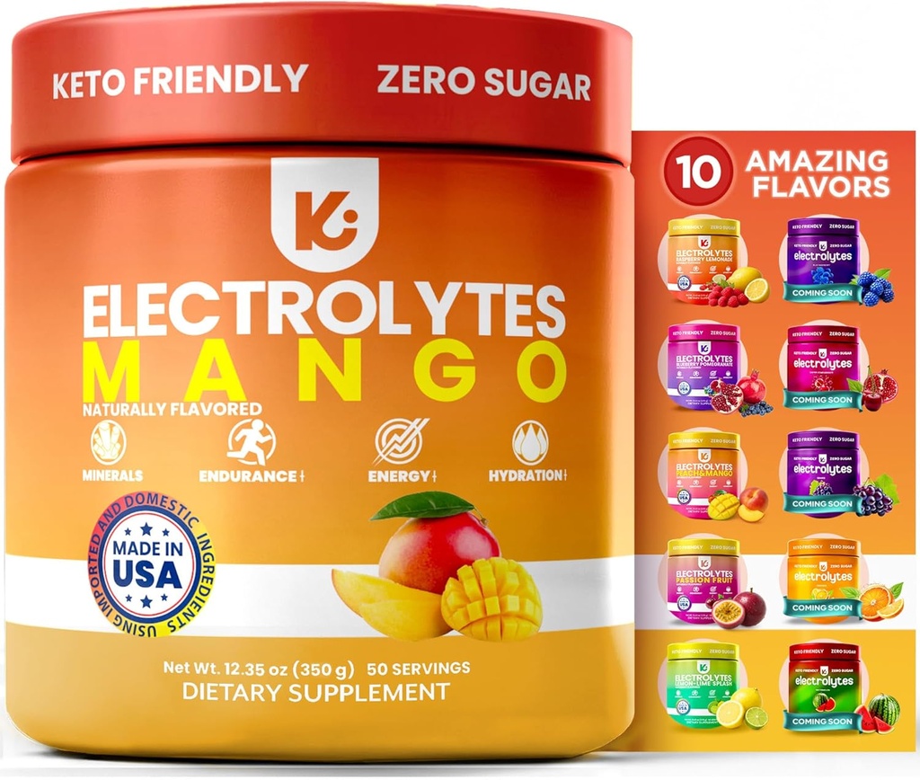 Keppi Keto hydrotion Electrolytes - מנגו - אבקת אלקטרוליט ללא סוכר - Sips Like Sunshine - Keto Electrolytes אבקת - אלקטרוליט סוכר חינם - אבקת אלקטרוליט