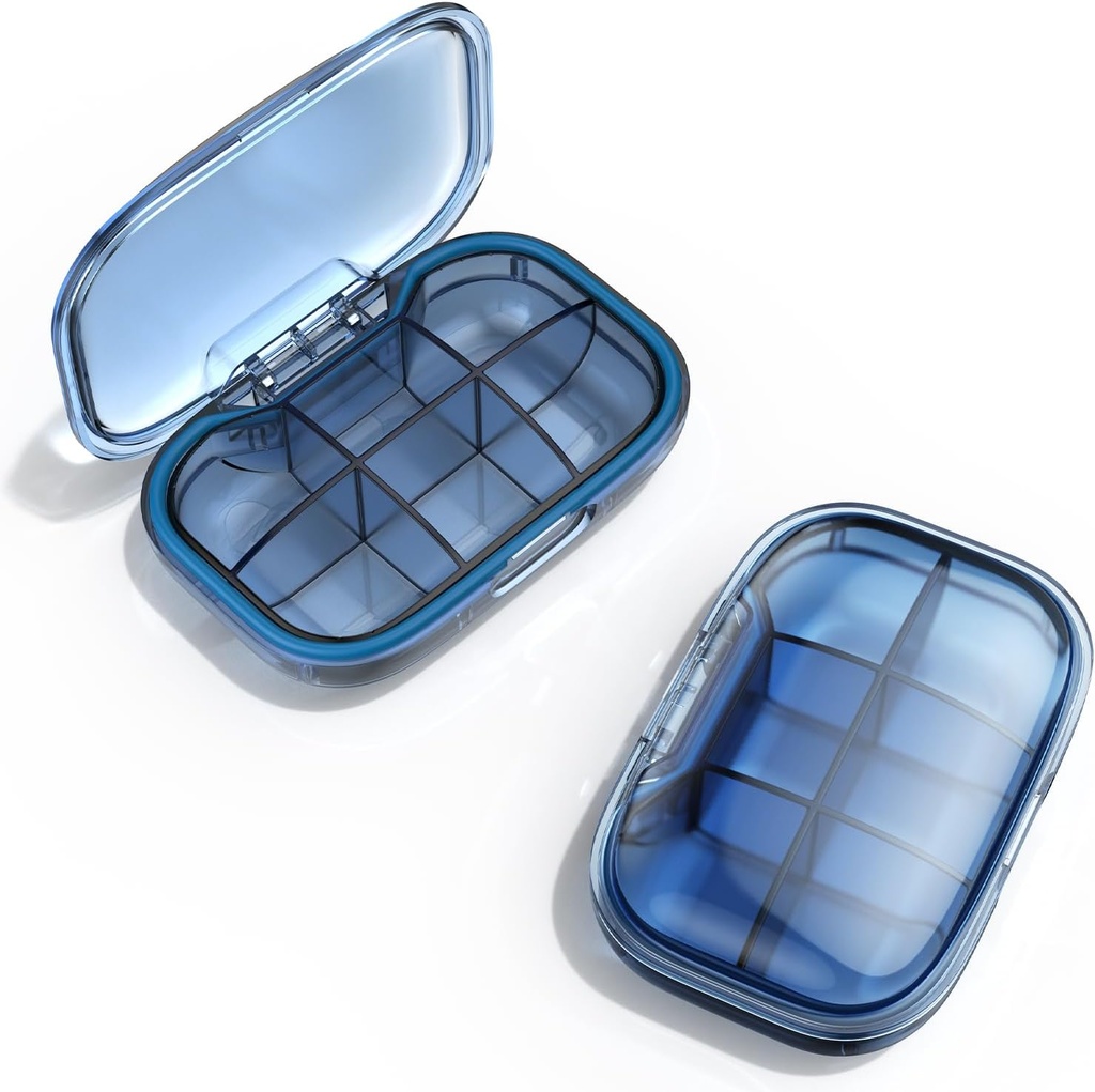 6 השוואת נסיעות גלולות Box, גלולות מארגנת Moisture Proof Pill Case, Small Pill Box for Pocket Purse, Daily Portable Medicine Box, Fish Oil Box, Box (כחול)