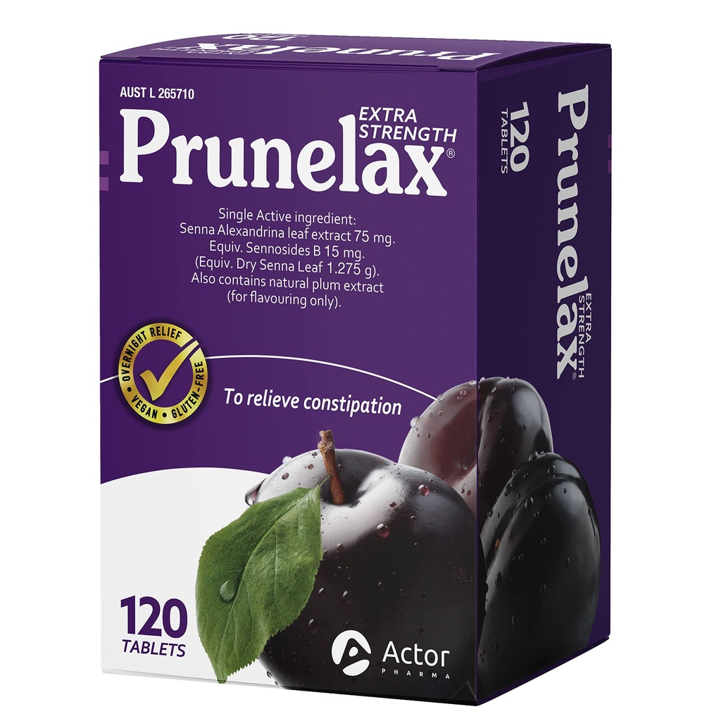 Prunelax Tablets - Extra Strength Natural Laxative Supplement Containing High Strength Senna for Constipation Relief & Restore Normal Bowel Motion - 2X 60ct (120 Total Tablets)