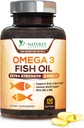 אומגה 3 שמן דגים 2400 מ"ג - תוספת כוח משולש EPA & DHA Fatty Acids for Heart, Brain & Joint Support - Wild-Caught, Burpless, Lemon Flavor - Natural, non-GMO, Gluten-Free - 120 Softgels