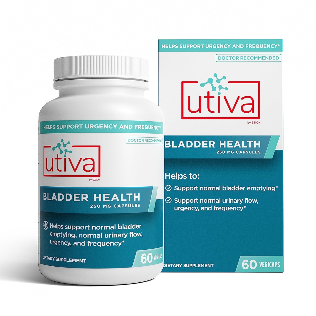 Szio+ Utiva Bladder Health - תוספת שליטה עבור Overactive Bladder ו נמוך Urinary Tract Health - פרובאנס קליני להפחית תדירות ו Urgency - 60 קפסולות