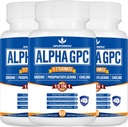 15in-1 אלפא GPC תוספת עם Phosphatidylserine, Uridine, L-theanine, Lion's Mane Mushroom, 180 קפסולות