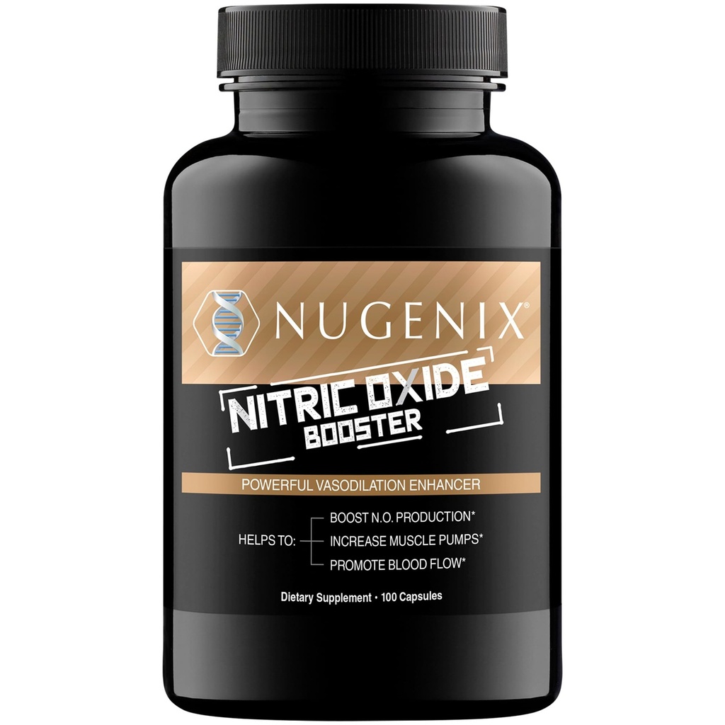Nugenix Nitric Oxide Booster תוסף - Nitric Oxide Flow, L-Arginine, L-Citrulline, Pine Bark Extract - Vasodilator - 100 קפסולות