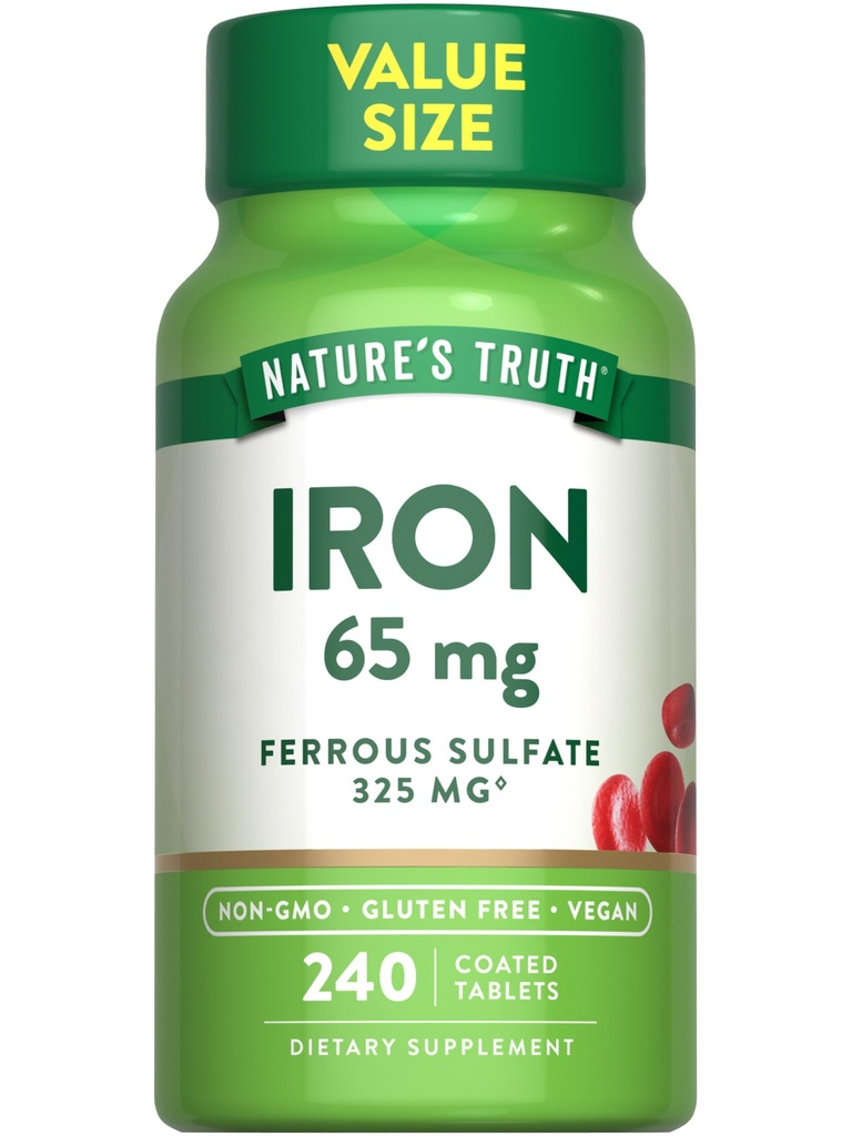 האמת של Nature's Truth Iron Tablets 65mg | 240 Count | 325mg Ferrous Sulfate