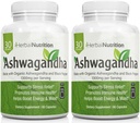 Herbal Nutrition Organic Ashwagandha 1300 מ"ג מקס כוח, שתי חבילות בקבוק, 120 קפסולות פלוס Black Pepper עבור Bioavailability