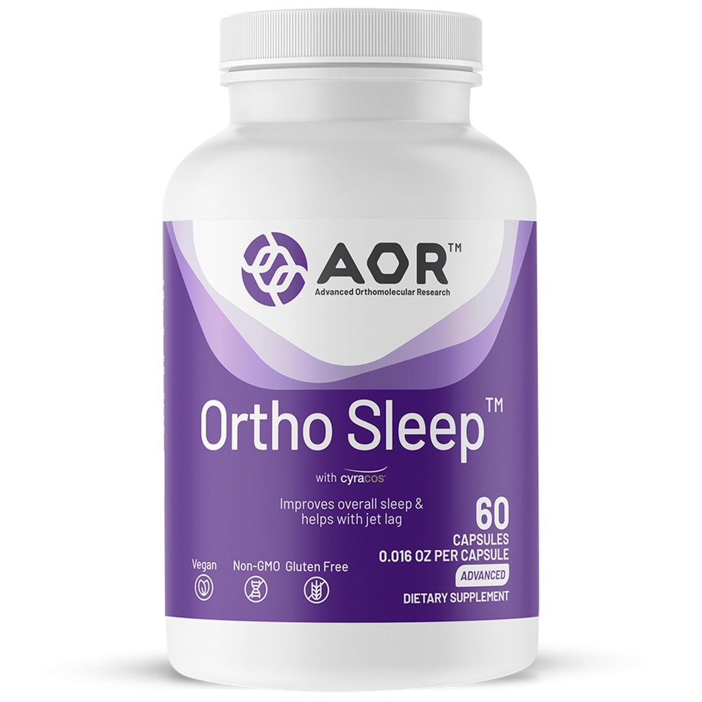 AOR, Ortho Sleep, משפר את השינה הכוללת ועזור עם Jet lag, תוספת טבעית עם GABA, Melatonin, L-theanine, טבעוני, 30 לשרתים (60 קפסולות)