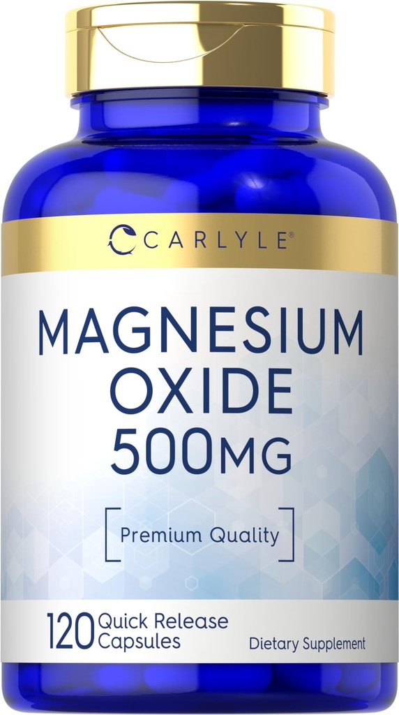 Carlyle Magnesium Oxide 500 מ"ג | 120 קפסולות | איכות פרימיום | Non-GMO ו- Gluten Free Supplement