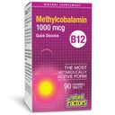 גורמים טבעיים, ויטמין B12 Methylcobalamin 1000 mcg, תמיכה צ'ואובל לאנרגיה ובריאות החיסון, Vegetarian, Gluten Free, 90 טבליות (90 מנות)