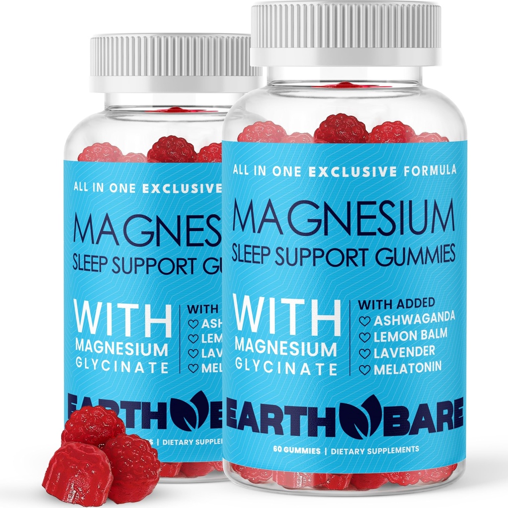 חניכיים שינה עם Magnesium Glycinate, Melatonin, Ashwagandha, Lavender - תוספת כוח שינה תמיכה חניכיים, מגנזיום ו- Melatonin, 120 ספירה, 2 חודשים אספקה