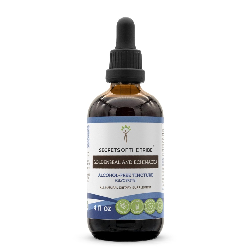 סודות של השבט Goldenseal ו Echinacea אלכוהול חינם לחלץ, Herbs (Echinacea Root (Echinacea Purpurea), שורש מוזהב (Hydrastis Canadensis) תוסף Tincture (4 FL OZ)