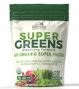חוות כפריות Super Greens Natural Flavor, 50 מזונות סופר אורגני, USDA אורגני לשתות, פירות, ירקות, סופר ירוק, עם סיבים, Mushrooms & Probiotics, תומך אנרגיה, 60 משרתים, 900g