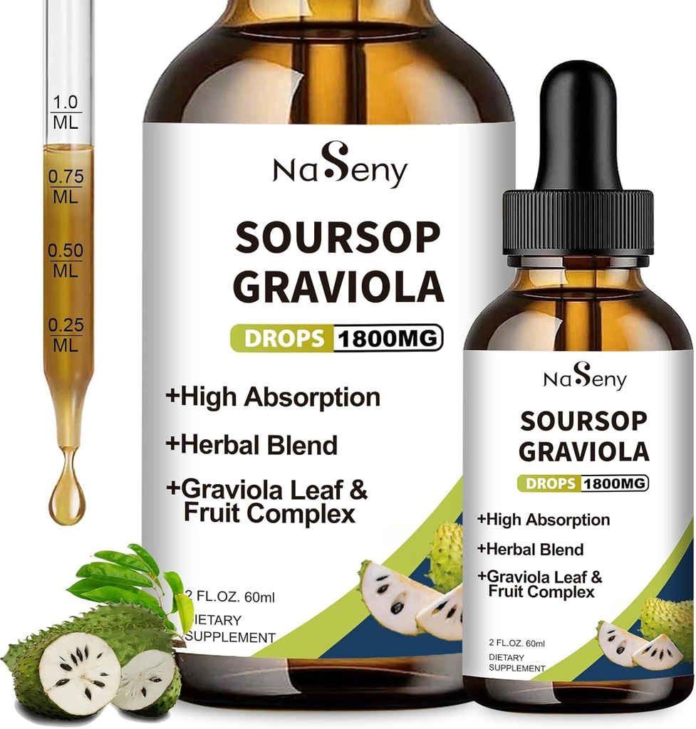 Soursop Bitters נוזל, Soursop Bitters for Immune, Antioxidant, Digestive, Graviola פירות ו- Drop, Herbal Extract with ויטמין for Cell Support & Regeneration, תוסף יומי, 2 FL OZ