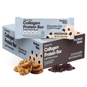 Perfect Collagen חלבונים Bars, Gluten Free Grass Fed Collagen + MCT שמן, פחמימות נמוכות, No Sugar הוסיף, חטיפים חלבונים גבוהים, Keto Diet Foods, 11g חלבון, 18g שומן, 3g Net Carbs, צ'יפ שוקולד, 12 Bars