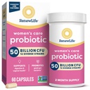 מחדש את הקפסולות Probiotics של נשים Probiotics, 50 מיליארד CFU מובטח, תומך pH Balance, Vaginal, Urinary, Digestive ו- Immune Health (2), L. Rhamnosus GG, חלב, סויה וגלוטן חינם, 60 הרוזן