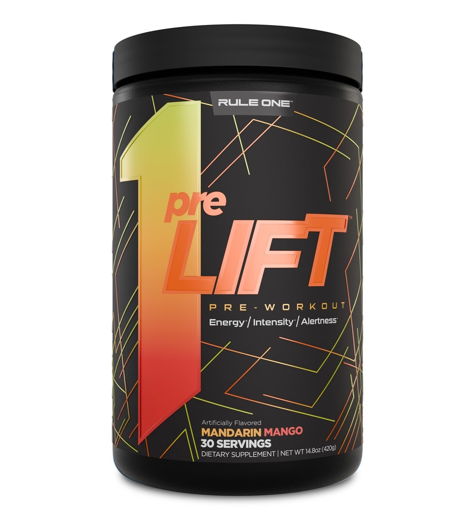 כלל 1 preLIFT Pre-Workout - 6g Citrulline, 3.2g Beta Alanine, 3 Caffeine מקורות + 20 אחרים עבור אנרגיה, התראה, אנדורנס (30 משרתים, מנדרינה מנגו)