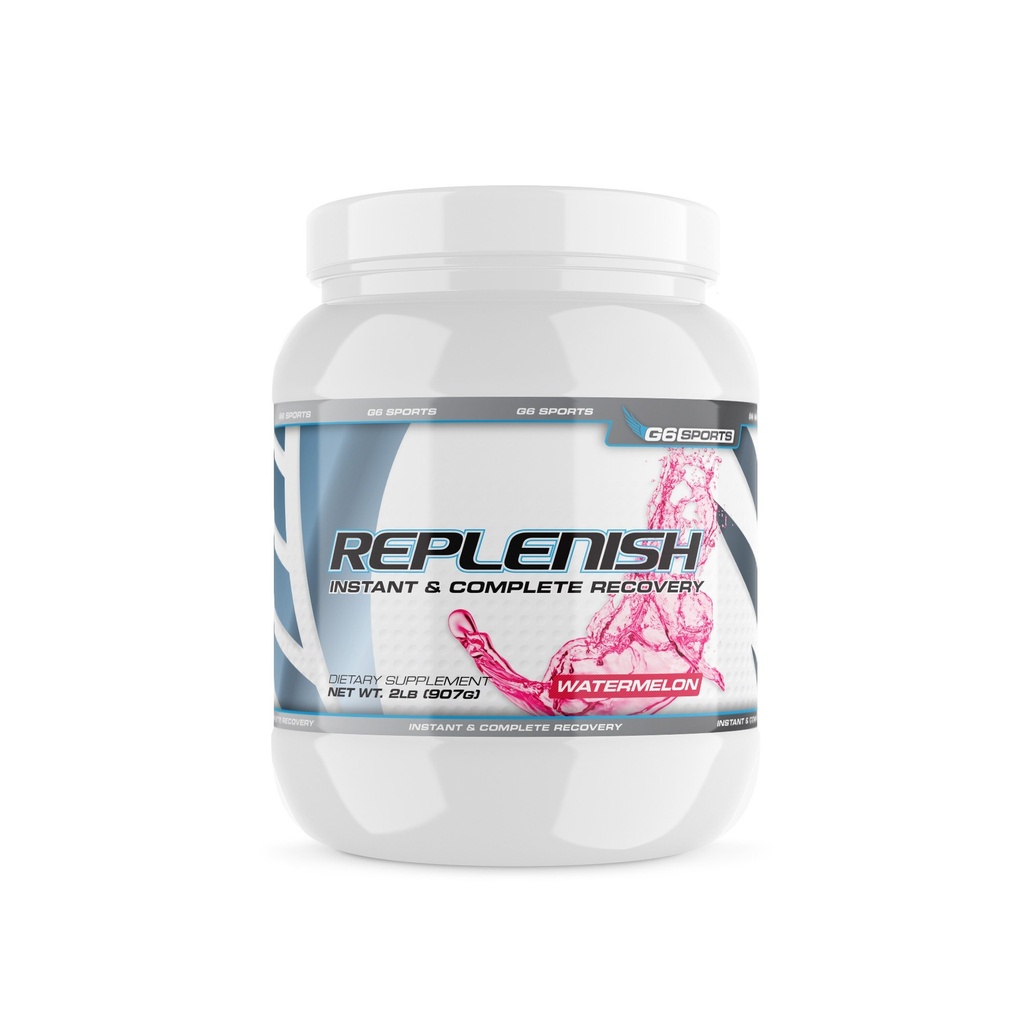 G6 Sports Nutrition Replenish Instant & Complete Recovery (Post Workout Formula, 11g of BCAAs & EAAs, 20g Whey חלבון, 1000mg Creatine MagnaPower, Zero Refined Sugars) - 2lb ג'ארד - Watermelon - Watermelon