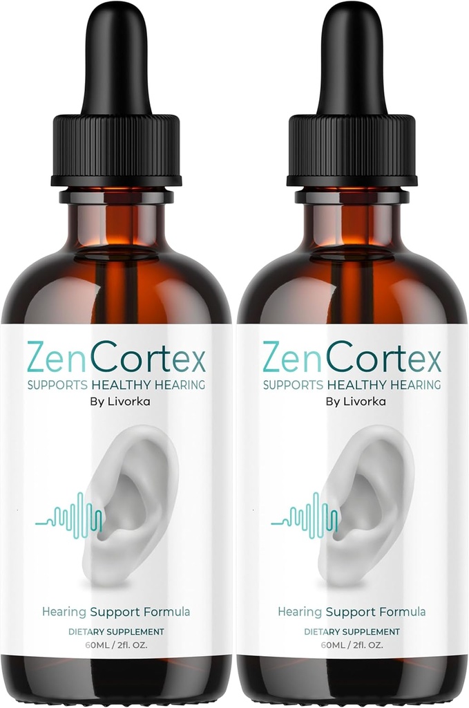 LIVORKA ZenCortex Drops, תוספת נוזלית לבריאות האוזן, תומך שמיעה בריאה, 2 בקבוקים במשך 60 ימים - חבילה של 2