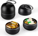 Zannaki Portable Small Pill Box Keychain - Metal Daily Travel Pill Organer Case, Waterified Pill Holder Bottle, Sweet Medicine Container Luxury Container Carrier for Pocket or Purse, Black Daily Travel Pill