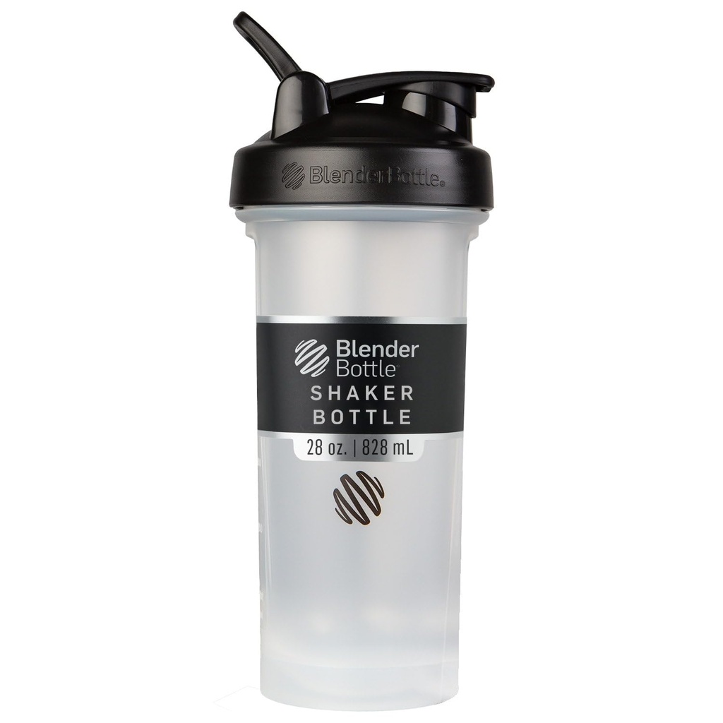 בלנדר בוטל קלאסי V2 Shaker בקבוק מושלם לשקיות חלבונים ו-Pre Workout, 28-Ounce, Clear / Black