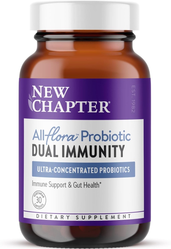 New Chapter All-FloraTM Probiotic Immunity, Clinical-Strength Ingredients - Probiotics for Active Immune Support & Gut Health + Imm-Boosting Fermented Postbiotics, 30 ct ct