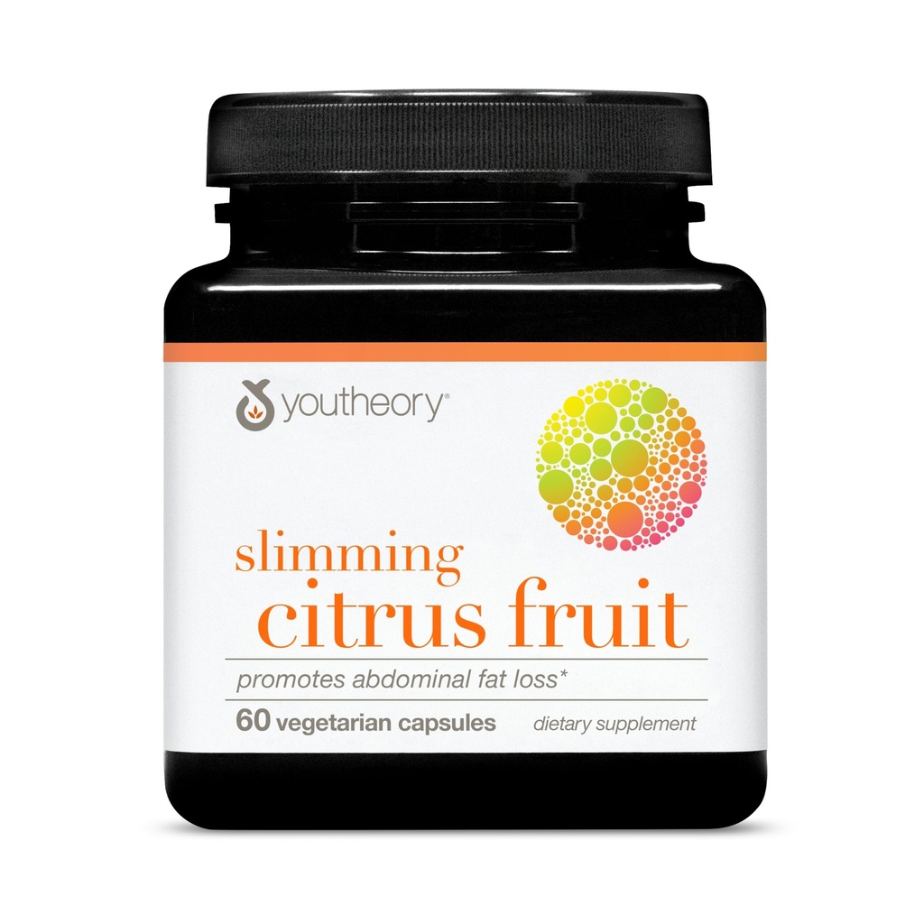 Youtheory Slimming Citrus Fruit - Vegan Health Supplement with Chromium - Supports Overall Wellness* - Dairy, Soy & Gluten Free - 60 Vegetarian Capsules