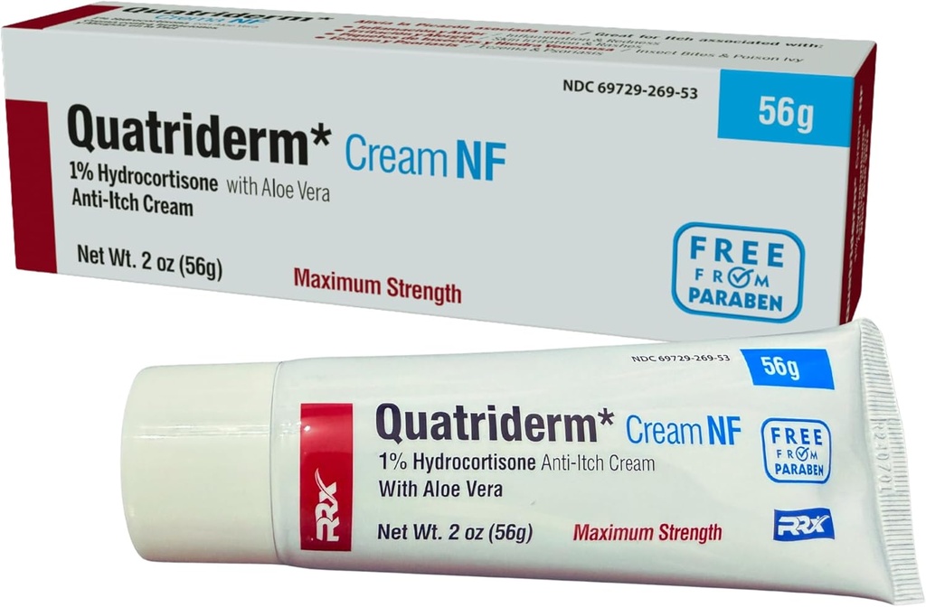 NF תוספת כוח 1% Hydrocortisone, עם Aloe Vera, Paraben-Free, Anti-Itch Cream, Skin Rash, המשמש עבור מצב עור שונה - מכיל 2 oz Tube
