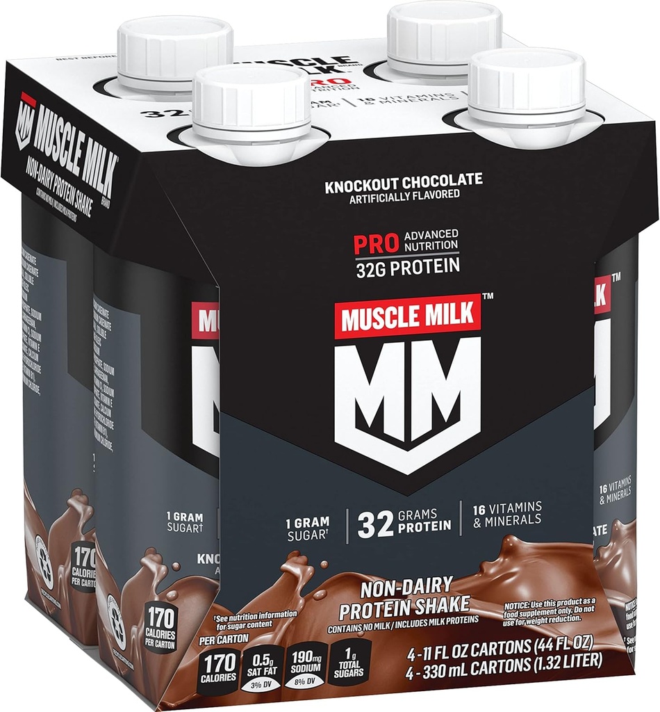 חלב שרירים Pro סדרה חלבון Shake, Knockout שוקולד, 4 Count