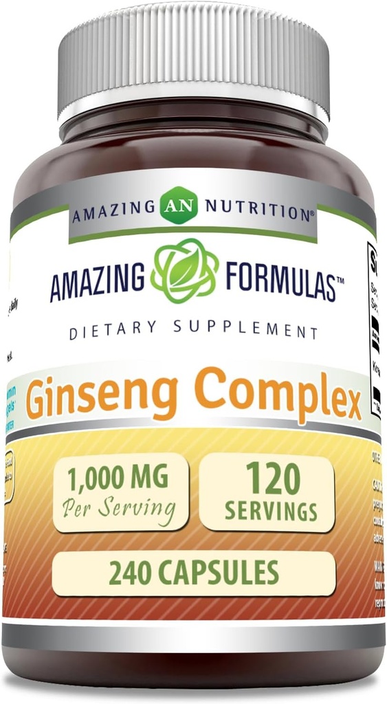 פורמולה מדהימה גיינסנג מורכב - 1000 Mg Per משרת, קפסולות (Non-GMO,Gluten Free) תומך מערכת החיסון בריאה - תומך בייצור אנרגיה - אזהרות נפשית Boosts.