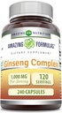 פורמולה מדהימה גיינסנג מורכב - 1000 Mg Per משרת, קפסולות (Non-GMO,Gluten Free) תומך מערכת החיסון בריאה - תומך בייצור אנרגיה - אזהרות נפשית Boosts.