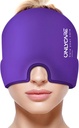 רק CARE Migraine הקלה Cap, Soothing Headache Hat, שדרג את Odorless Ice Head Wrap, Hot and Cold Therapy, Headache Ice Pack for Tension and Stress (Purple)