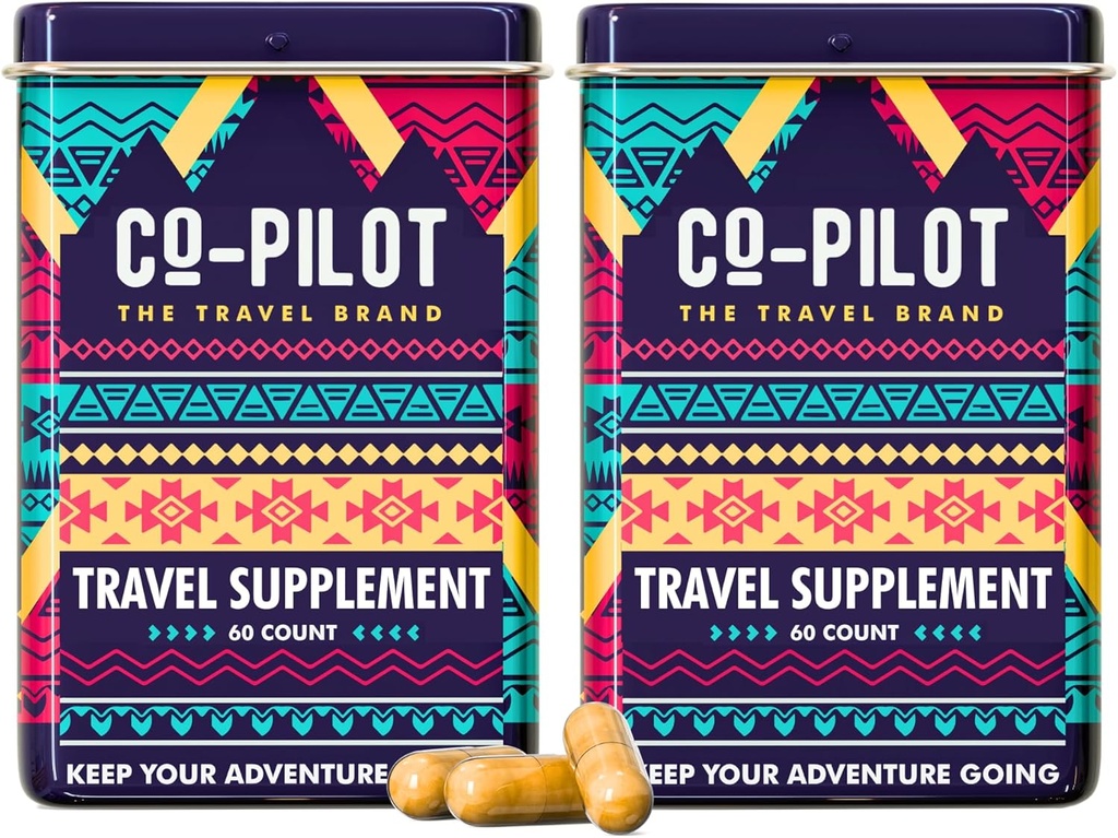 תוספת 2 Pack: Jet Lag Prevention + Ashwagandha, Rhodiola, D3+ עבור תמיכה בחיסון, אנרגיה, בריאות העיכול | Airplane Travel Essentials Multivitamin