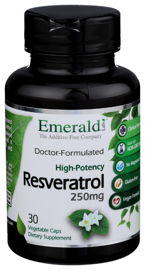 Emerald Labs Resveratrol - תוספת תזונתית עם Resveratrol עבור תמיכה סלולרית ו Cardiovascular - 30 קפסולות ירקות