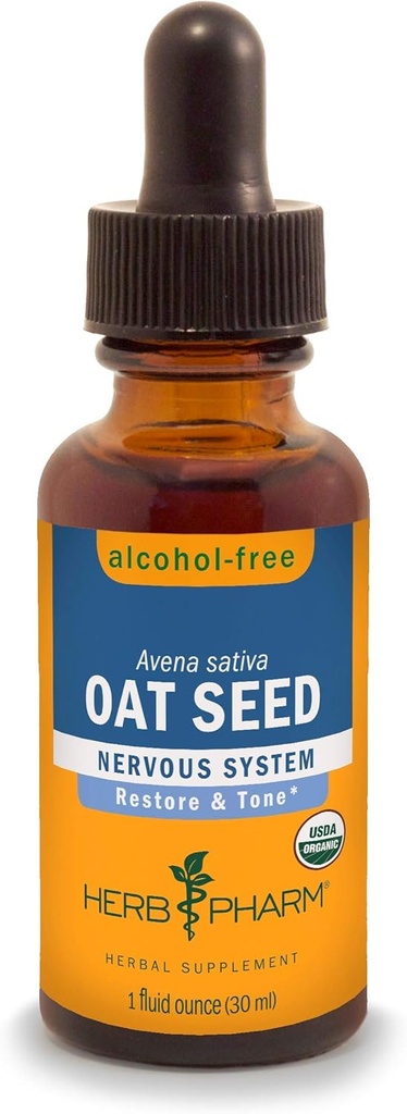 Herb Pharm מוסמך אורגני אלכוהול חינם Oat Seed Glycerite עבור מערכת העצבים - 1 Fl Oz (Pack של 1)