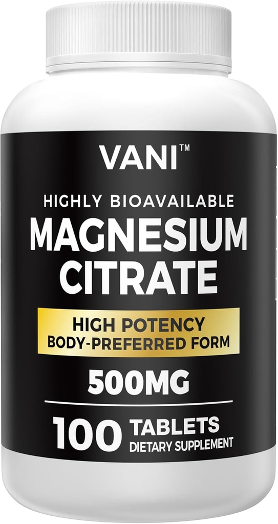 מגנזיום Citrate 500MG 100 טבליות - טבעוני בטוח, גבוה Absorption