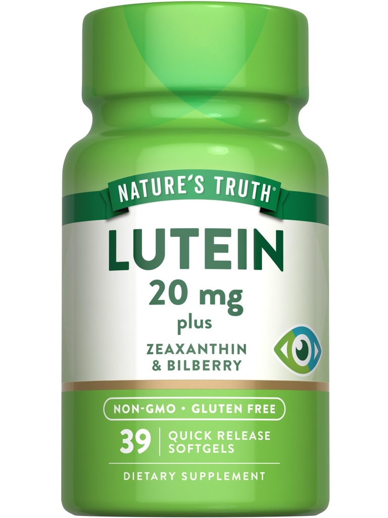 האמת של הטבע Lutein ו Zeaxanthin | 20 מ"ג | 39 Softgels | עם Bilberry | Non-GMO & Gluten Free Supplement