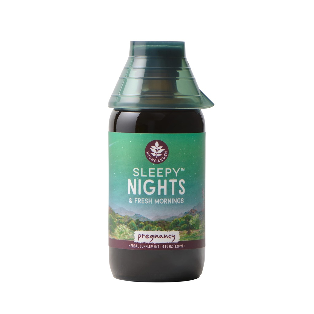 WishGarden Herbs Sleepy Nights for Pregnancy - Plant-based Herbal Sleep Aid for Pregnancy Moms, Organic Sleep Tincture with Chamomile & Scullcap תומך בשינה ללא מלטונין, 4oz