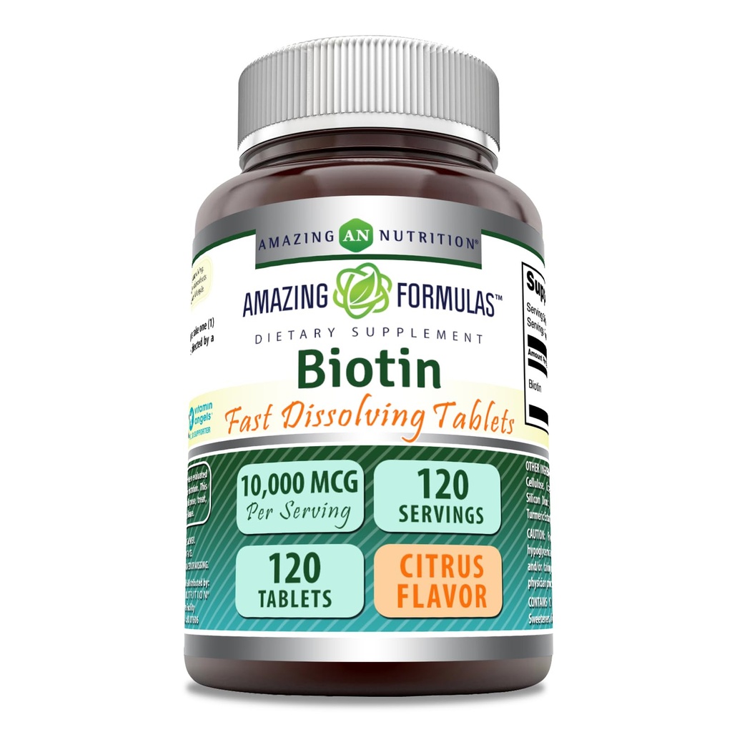 פורמולה מדהימה ביוטין 10,000 mcg | טבליות ל Dissolve מהירה | Non-GMO | Gluten Free Supplement